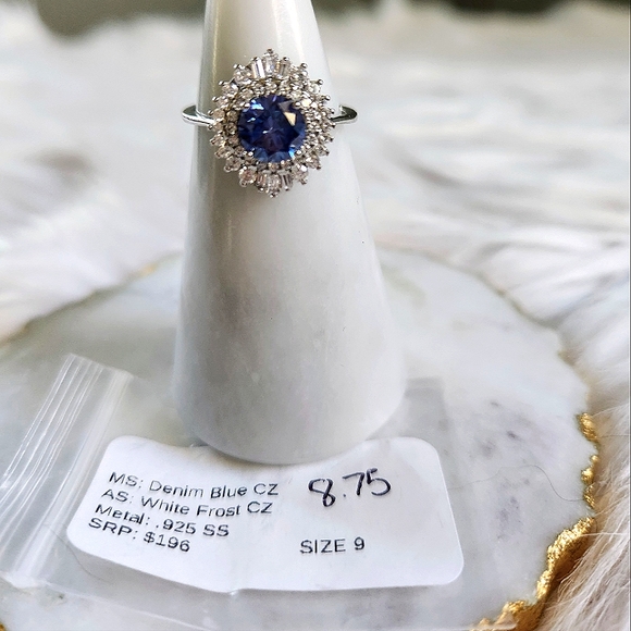 NWT Ryze Denim Blue Cubic Zirconia .925 Sterling Silver Ring - Size 8.75 - Picture 6 of 9